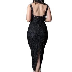 Toby Lerner Black Beaded Cocktail Dress